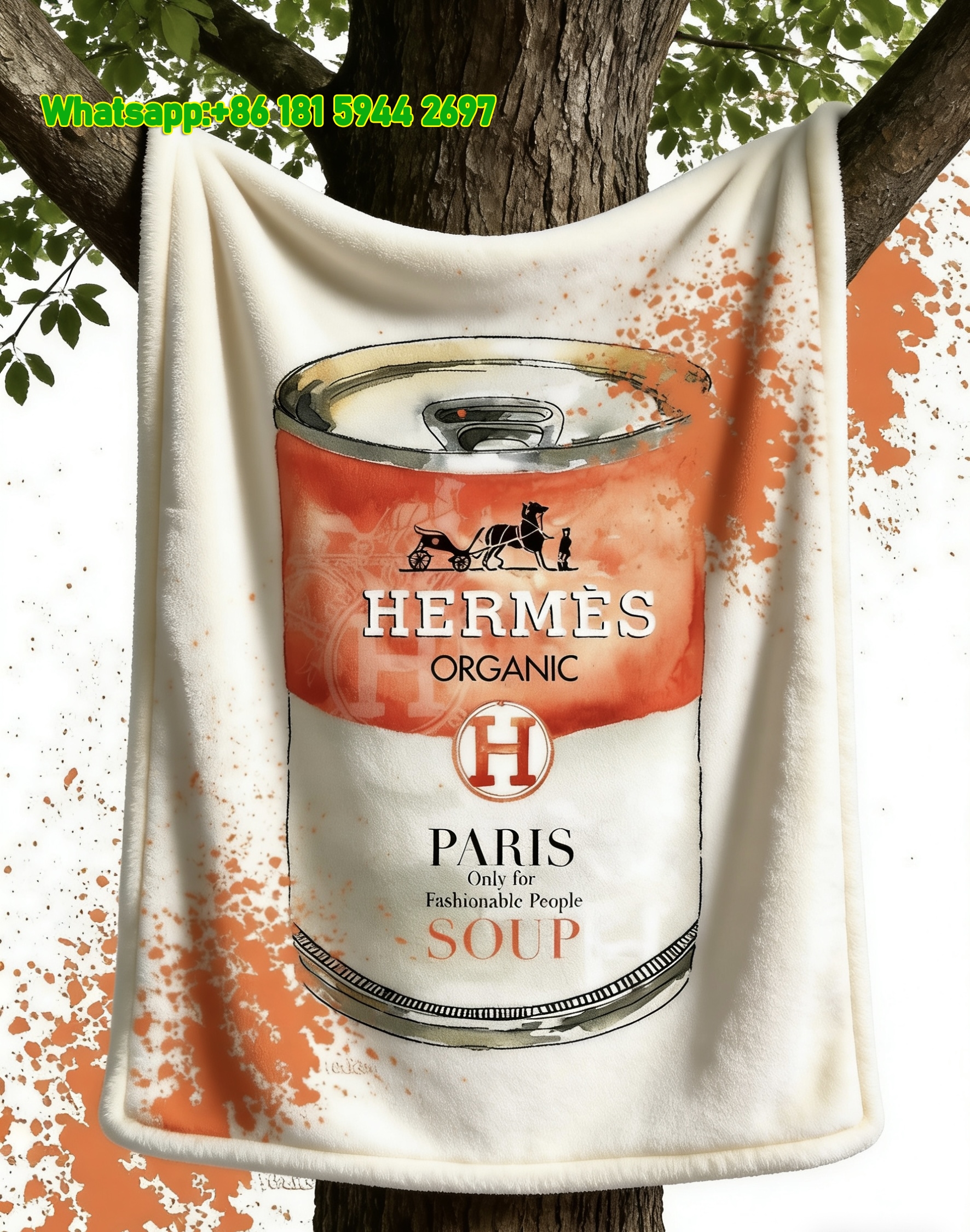 Hermès Soup Can Art Flannel Fleece Throw Blanket IMG_5016